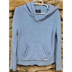 Women's Life Is Good Blue Hooded Fleece Long Sleeve Sweater Size Medium